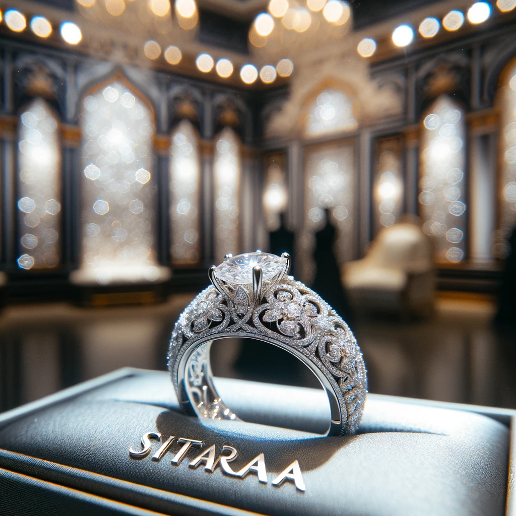 Bague de luxe de Mariage en Argent avec Diamants
