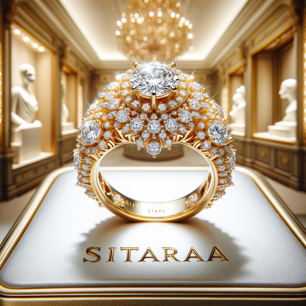 Bague de luxe de Mariage en Or Jaune avec Diamants