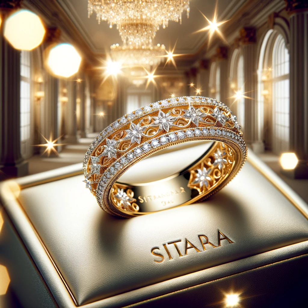 Alliance de luxe en Or Jaune avec Diamants