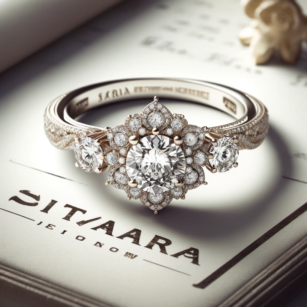 Bague de Fiançailles en Or Blanc avec Diamants